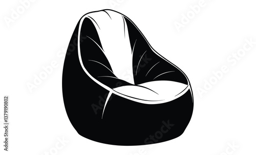 bean bag chair on white silhouette