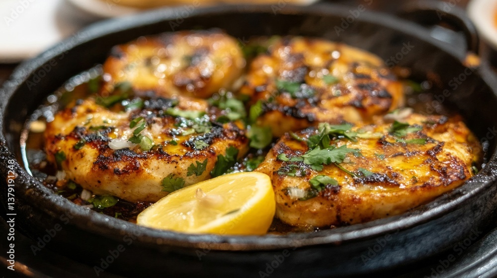 Grilled Fish Dish with Lemon and Herbs Grilled Fish Dish with Lemon and Herbs