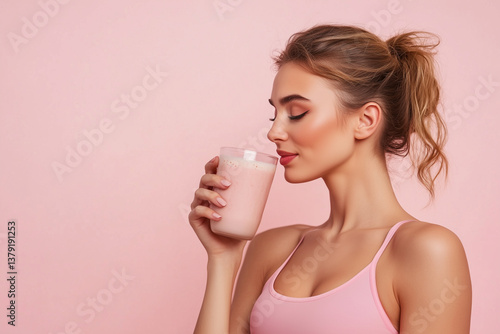 Healthy Fit Woman Drinking Protein Shake – Wellness and Fitness Lifestyle Concept