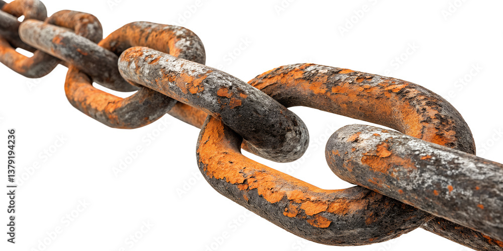 Close-Up of Rusty Metal Chain on White Background Close-Up of Rusty Metal Chain on White Background