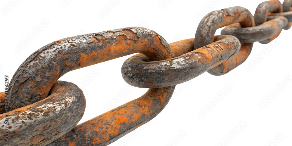 Close-Up of Rusty Metal Chain on White Background Close-Up of Rusty Metal Chain on White Background