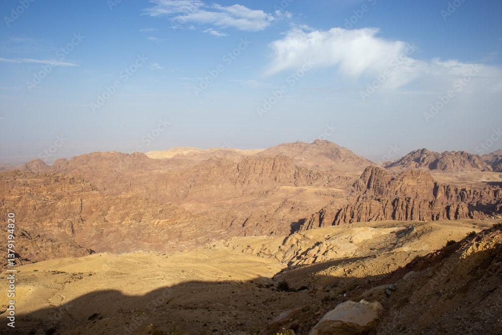 The mountains in the Wadi Rum desert are red, where many films were shot such as the Martian, Transformers, the desert where there is nothing, the drought. ecology , dust and red sand The mountains in the Wadi Rum desert are red, where many films were shot such as the Martian, Transformers, the desert where there is nothing, the drought. ecology , dust and red sand
