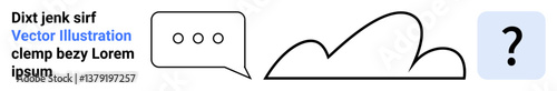 Speech bubble, abstract cloud, and question mark convey discussion, brainstorming, curiosity, problem-solving, collaboration, creativity and innovation. Ideal for blogs apps education and simple