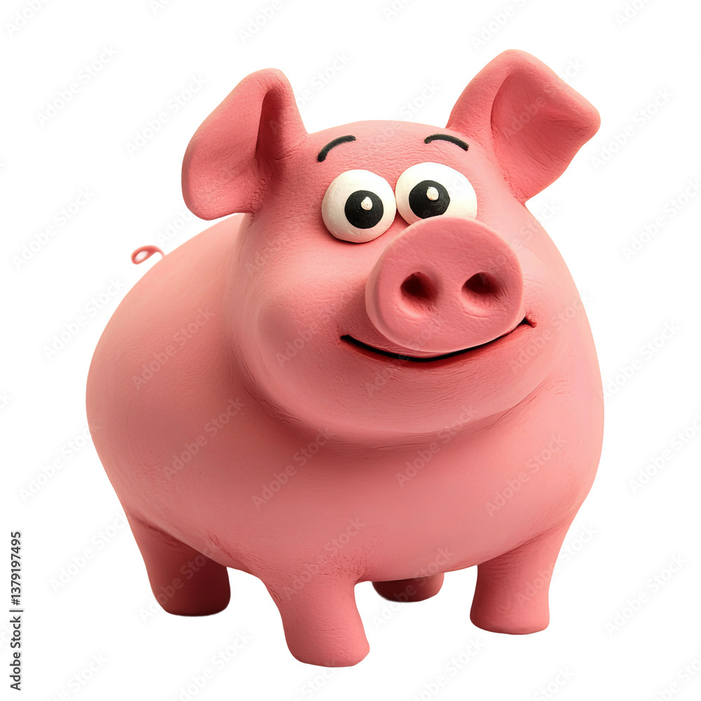 cute and chubby cartoon pig made of plasticine on white backdrop
cute and chubby cartoon pig made of plasticine on white backdrop
