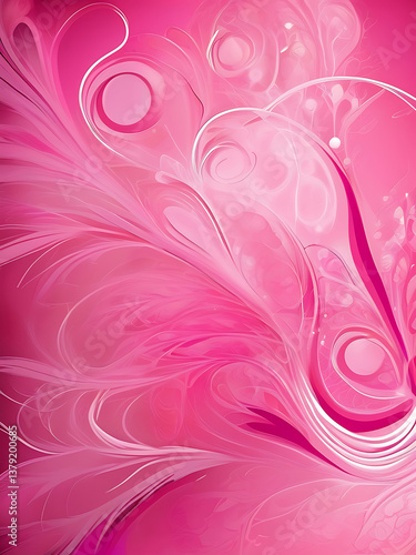 Wallpaper Mural Abstract fractal flowers on a pink illustration, pattern botanical flower graphic floral texture summer modern vintage  background red plant design. ai Torontodigital.ca