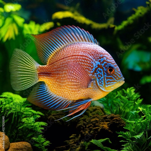 Obraz na płótnie tropical fish in aquarium with plants w salonie