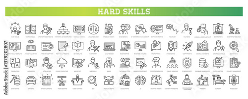 Hard skills line icon set
