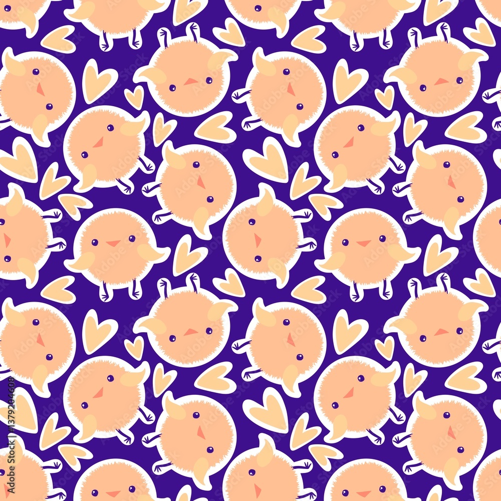 Easter chicken and eggs seamless birds pattern for wrapping paper and fabrics Easter chicken and eggs seamless birds pattern for wrapping paper and fabrics