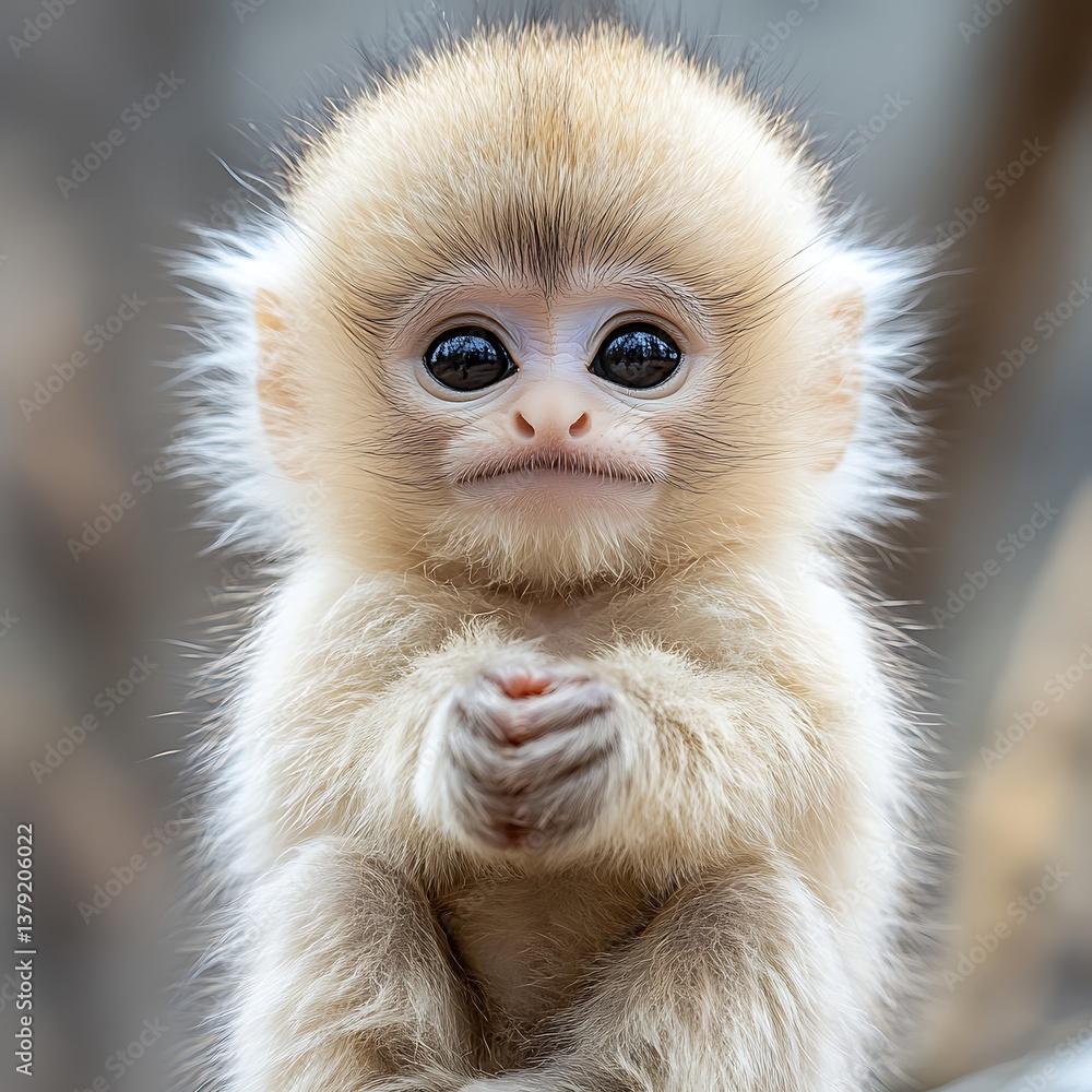 Innocent baby monkey staring curiously forward high resolution picture Innocent baby monkey staring curiously forward high resolution picture