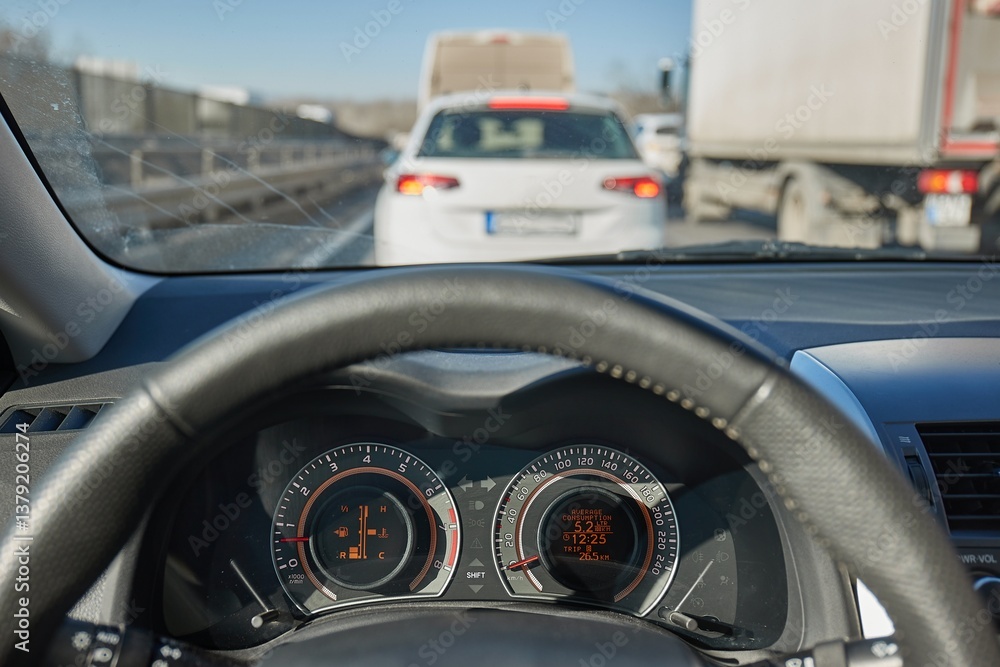 Road traffic jam on highway