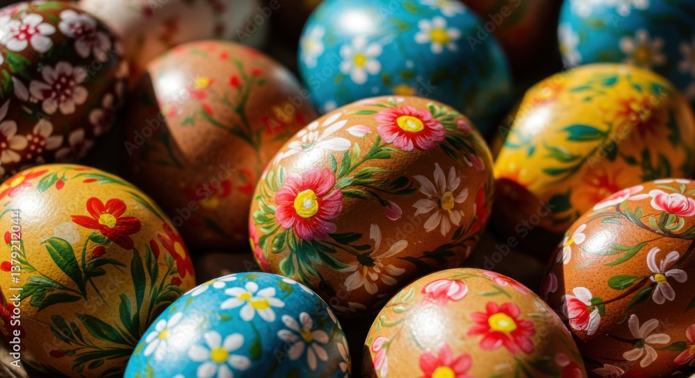 Intricately Designed Hand-Painted Easter Eggs with Floral Patterns Intricately Designed Hand-Painted Easter Eggs with Floral Patterns