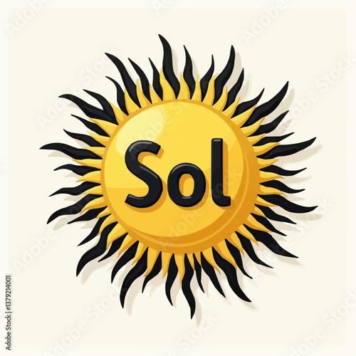 Spanisches Wort Sonne, Wort, Sol, Illustration

