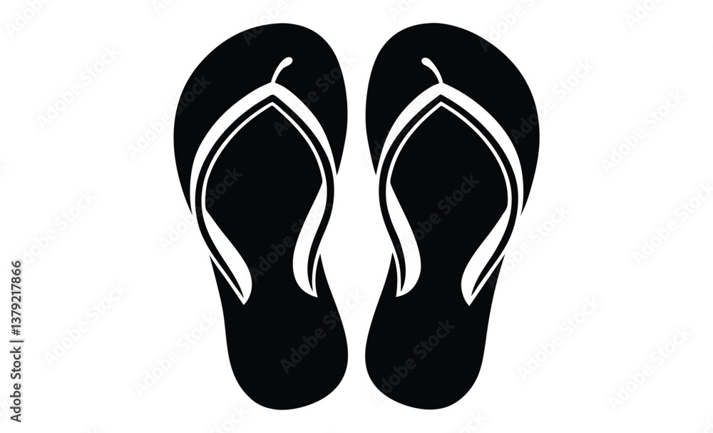 flip flops black vector icon silhouette flip flops black vector icon silhouette