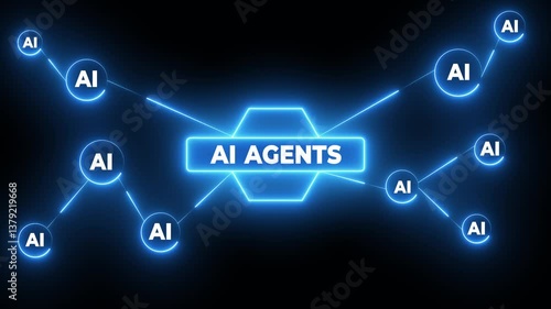 Multi function for Agentic AI technology motion background. Multi agent AI systems, Automate daily Tasks Smart AI solutions improve efficiency, Automate repetitive work.