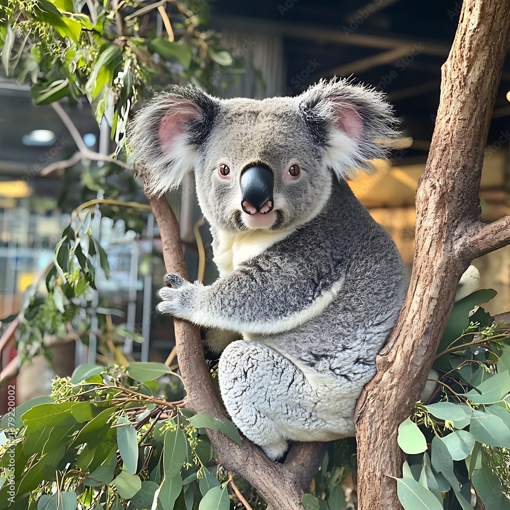 Fototapeta premium A koala bear looking straight into the camera's lens photos