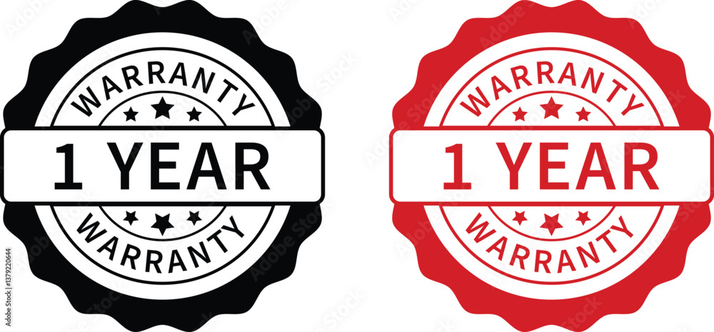 Fototapeta premium Warranty label. 1 year warranty band sign. Warranty stamp. Warranty logo. Warranty stamp vector.