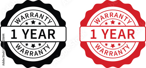 Warranty label. 1 year warranty band sign. Warranty stamp. Warranty logo. Warranty stamp vector.