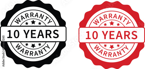 Warranty label. 10 years warranty band sign. Warranty stamp. Warranty logo. Warranty stamp vector.