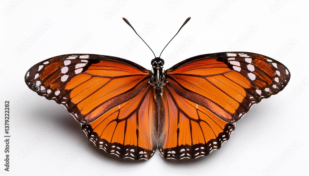 Fototapeta premium an orange butterfly rests on a white background creating a captivating visual contrast