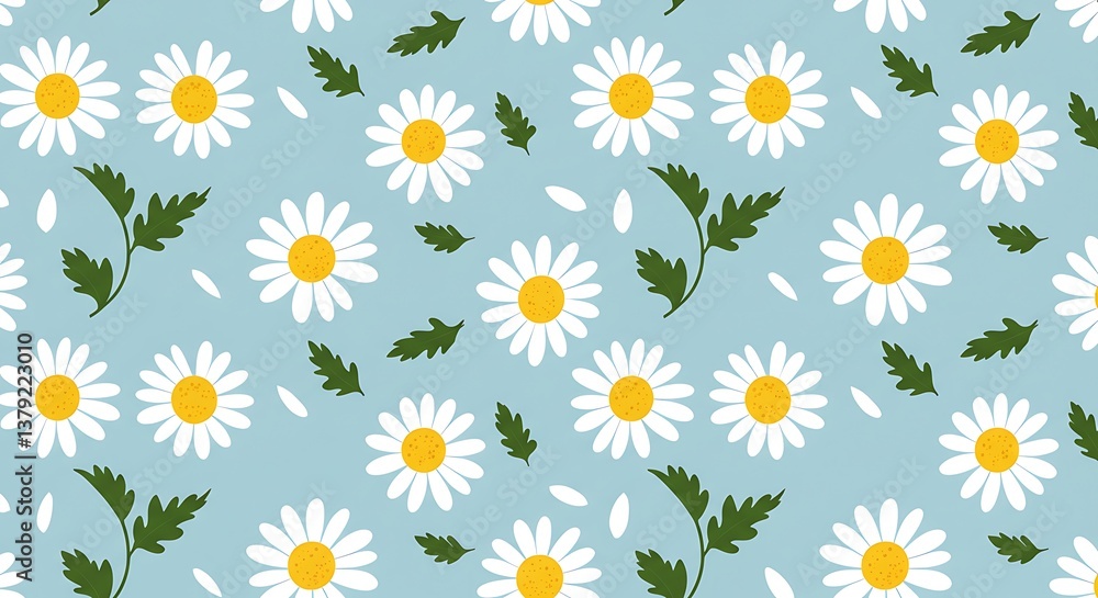 Serene Daisy Pattern Soft Blue Floral Design AI Generated Serene Daisy Pattern Soft Blue Floral Design AI Generated