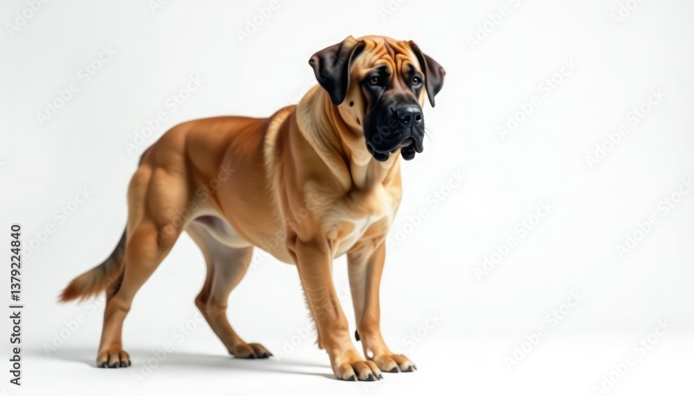 Majestic mastiff, powerful stance, white background, purebred, studio shot, fur Majestic mastiff, powerful stance, white background, purebred, studio shot, fur