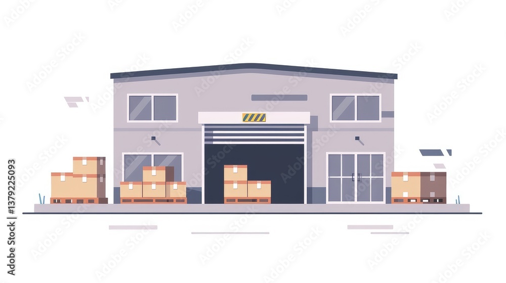 Obraz premium Modern Warehouse Exterior with Cargo