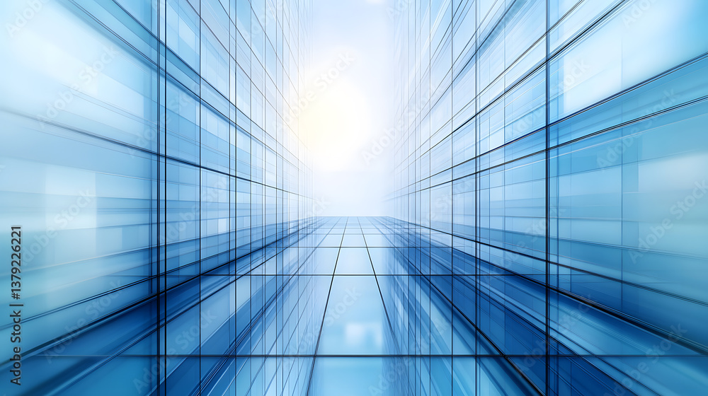 Abstract Blurry Office Background with Soft Blue Gradients and Glass Reflections Abstract Blurry Office Background with Soft Blue Gradients and Glass Reflections