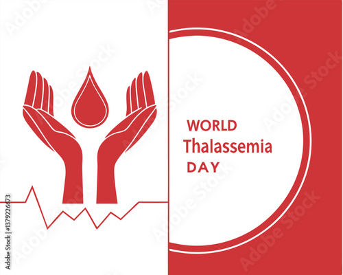 Raising awareness for World Thalassaemia Day with a supportive hand and blood drop design.