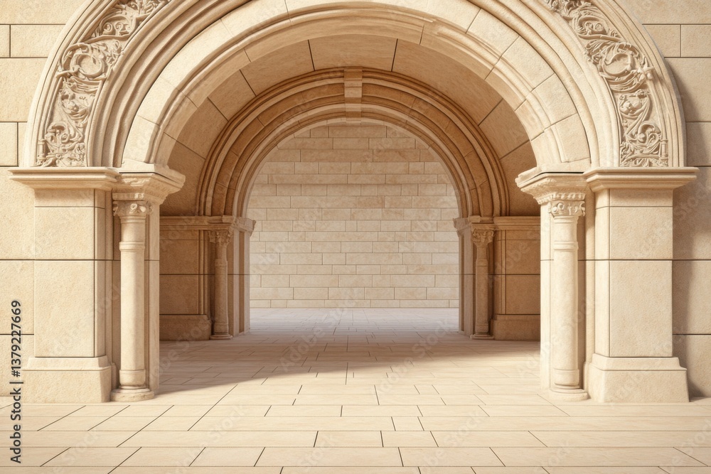 Fototapeta premium Intricate historical archway design with decorative elements and textured backdrop