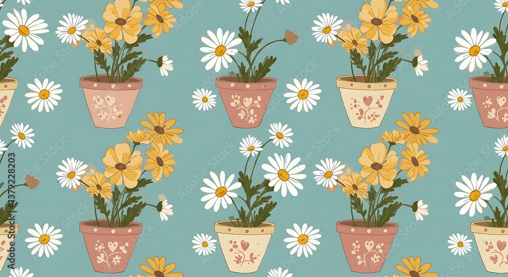 Daisies and Sunshine: A Floral Pattern AI Generated Daisies and Sunshine: A Floral Pattern AI Generated