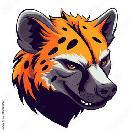 Wild hyena esports vector logo featuring a dynamic side view with vibrant colors and fierce expression for branding purposes