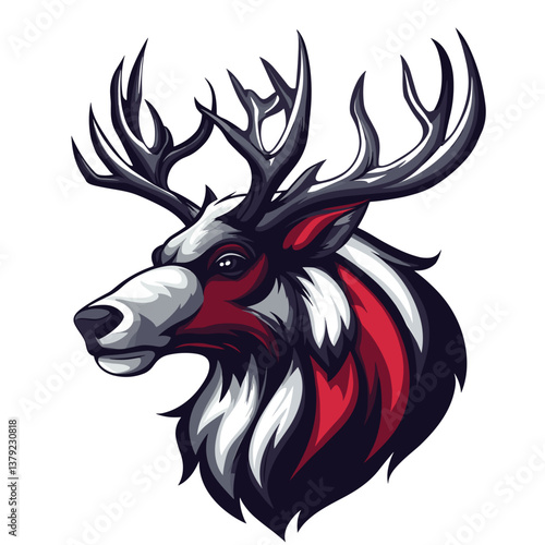 Creative depiction of a mighty caribou in side view designed for esports branding