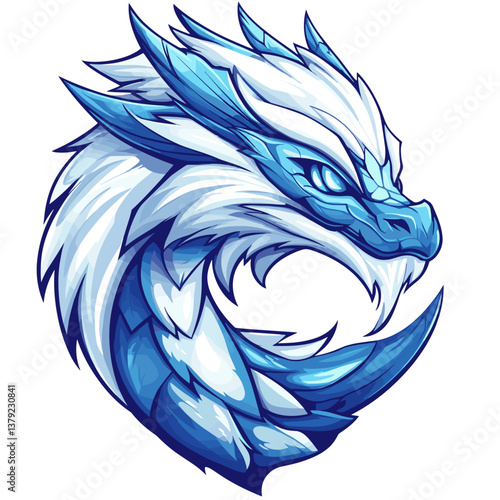 Esports vector logo featuring an ice-cold frost dragon in a striking side view design for gaming teams