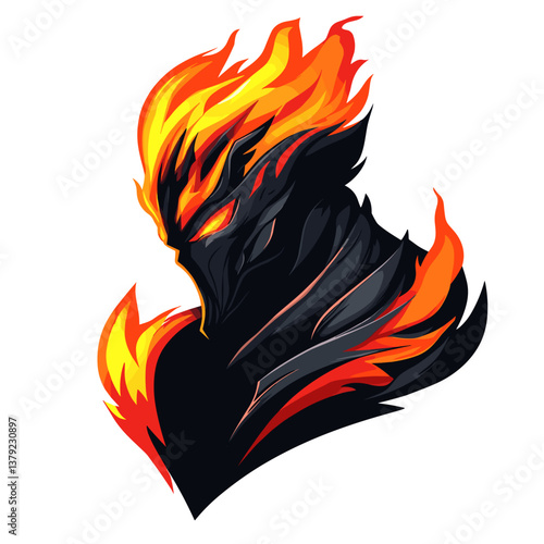 Fire-themed esports vector logo of a lava golem in a side view design for competitive gaming teams and events