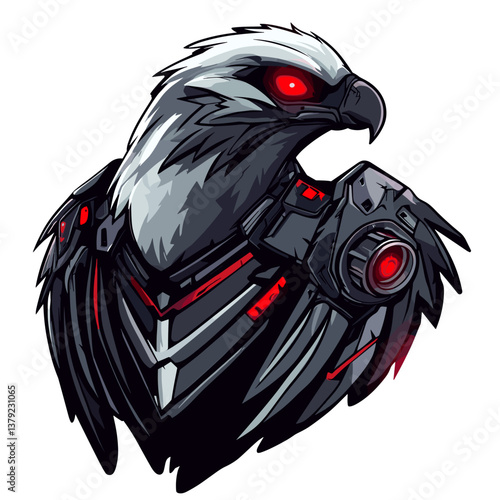 Vector logo design showcasing a bio-engineered eagle in a side view perspective for esports branding