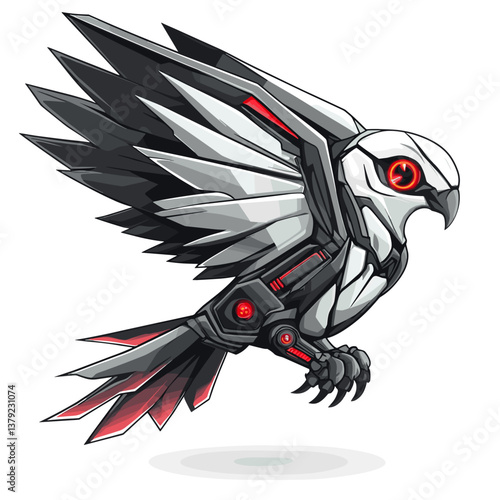 Vector logo showcasing a bio-engineered eagle in side view designed for esports branding and promotional purposes