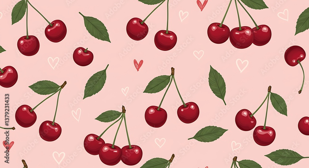 Sweet Cherry Blossom Pattern Delightful Pink Hues AI Generated Sweet Cherry Blossom Pattern Delightful Pink Hues AI Generated