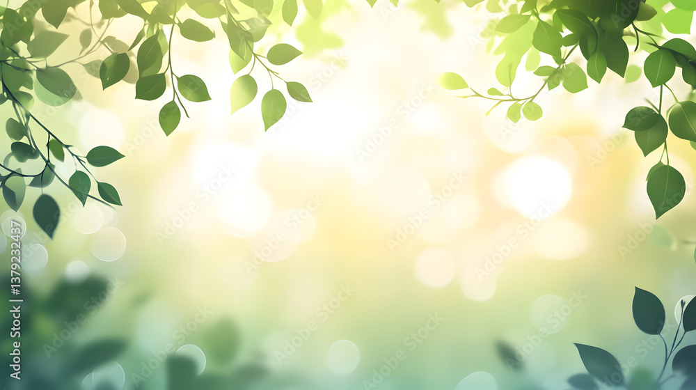 Abstract Nature-Inspired Background with Soft Bokeh and Forest Silhouettes in Warm Morning Light Abstract Nature-Inspired Background with Soft Bokeh and Forest Silhouettes in Warm Morning Light