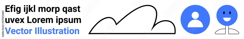 Abstract cloud line, user profile avatar, and smiling face icon signify networking, data sharing, communication, teamwork, user interaction, cloud computing, and ideal for simple landing page Abstract cloud line, user profile avatar, and smiling face icon signify networking, data sharing, communication, teamwork, user interaction, cloud computing, and ideal for simple landing page