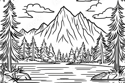 Color Majestic Mountain Lake Scene