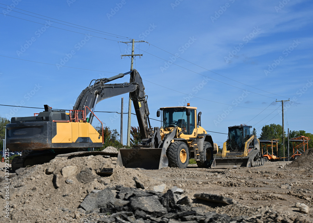 Fototapeta premium big construction vehicles and work site,