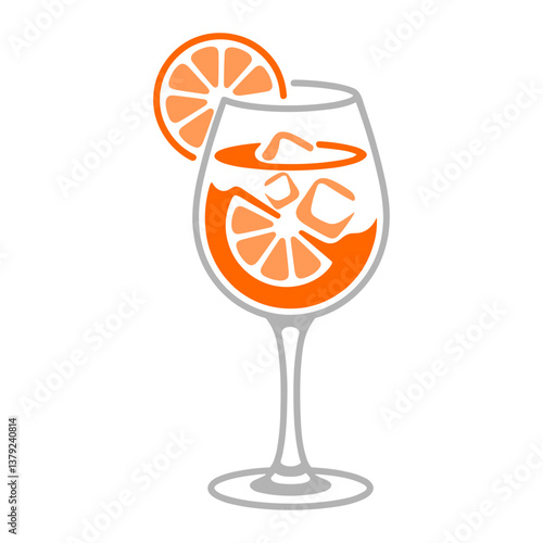 Orange Citrus Cocktail in Wine Glass with Ice