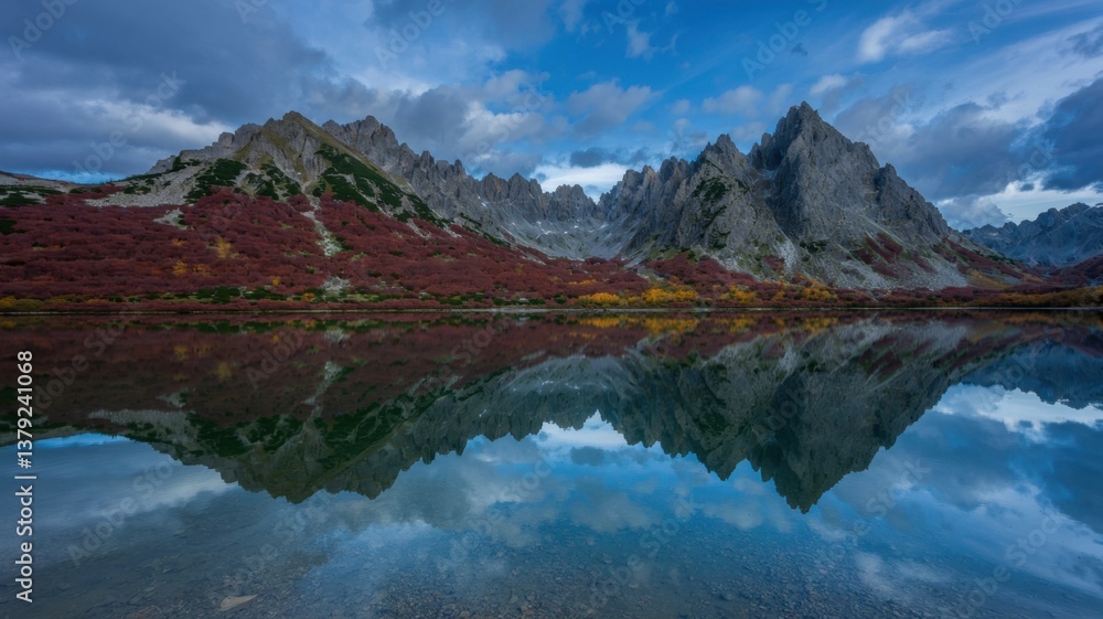 Fototapeta premium Mountain landscape, image of mountains, atmosphere of freedom, beautiful nature, mountain river, mountain freshness.
