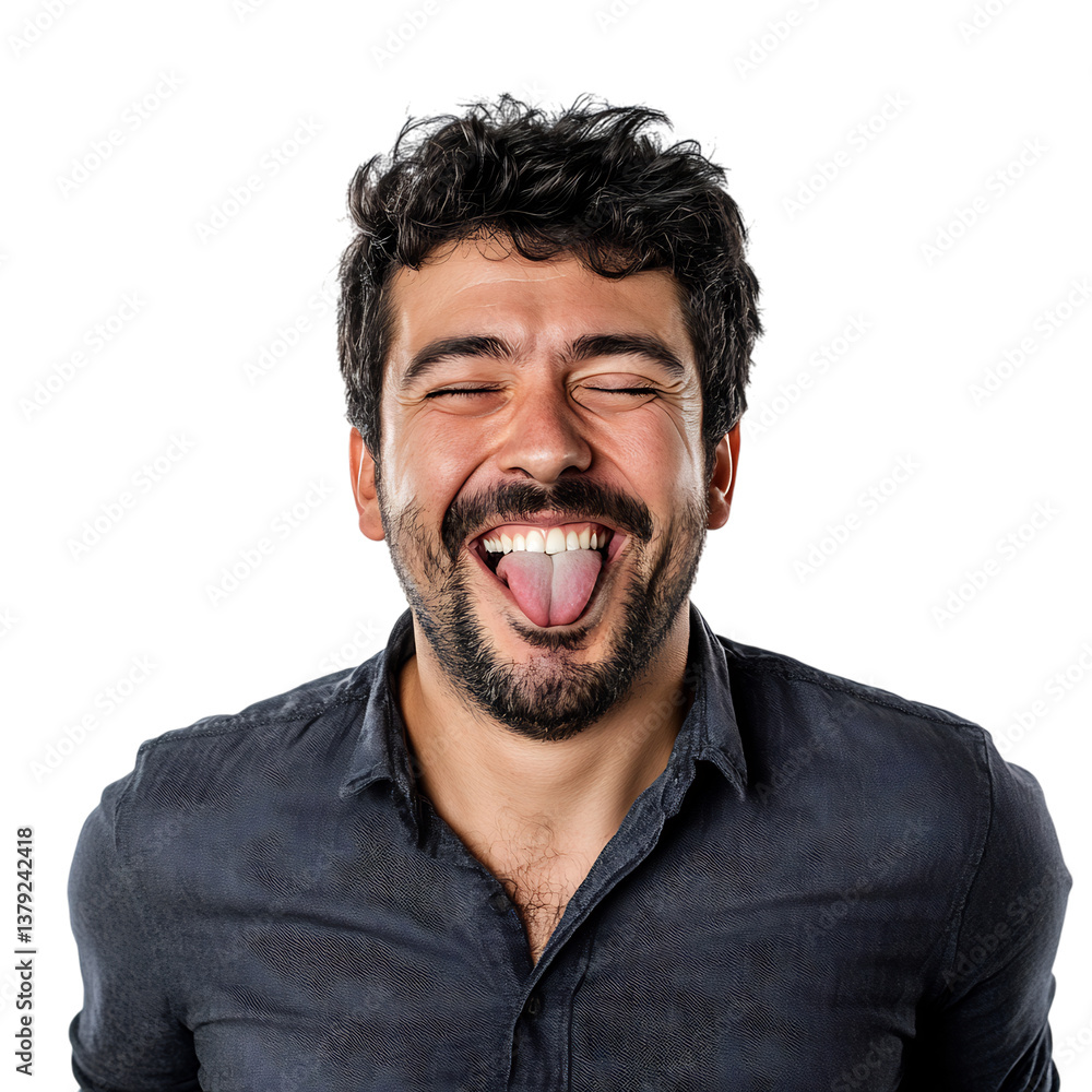 A Man Sticking Out His Tongue Isolated on Transparent Background A Man Sticking Out His Tongue Isolated on Transparent Background