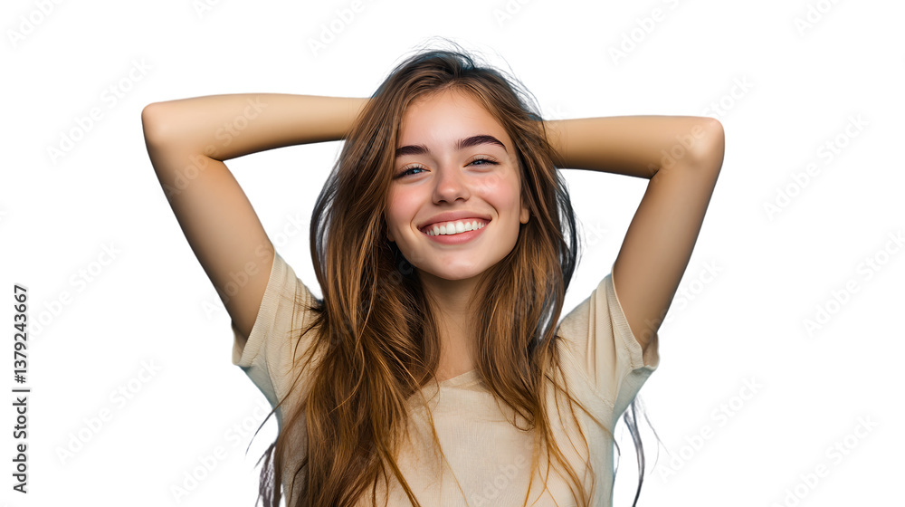 Obraz premium Professional Young Caucasian Woman Portrait Isolated on Blue Background for Creative Projects.