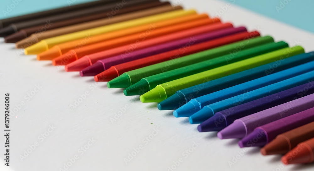 Fototapeta premium Vibrant Crayon Spectrum Awaiting Creative Expression AI Generated