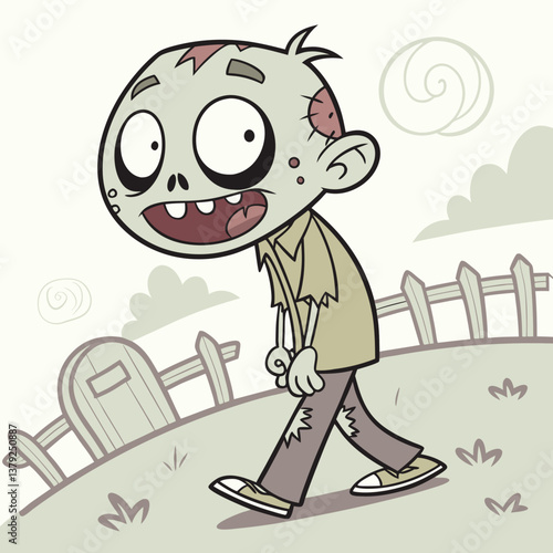 Funny Cartoon Zombie Character with Hilarious Expression, Perfect for Halloween, Comics, and Fun Digital Art Projects