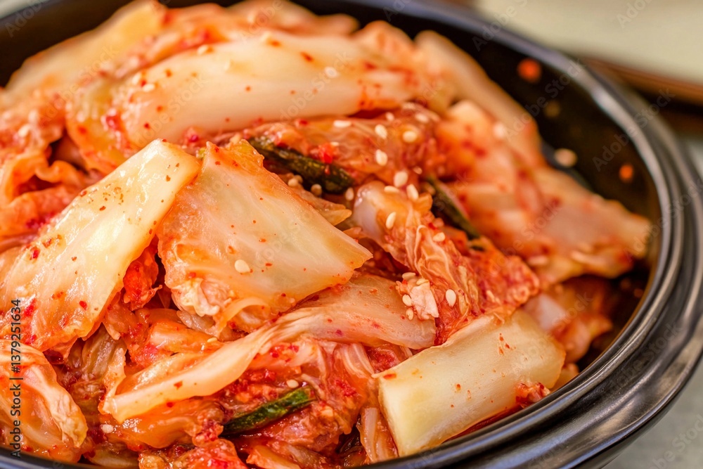 Fresh vegetables are mixed with spices to create traditional homemade kimchi, showcasing vibrant colors and textures in a warm kitchen environment filled with culinary history Fresh vegetables are mixed with spices to create traditional homemade kimchi, showcasing vibrant colors and textures in a warm kitchen environment filled with culinary history