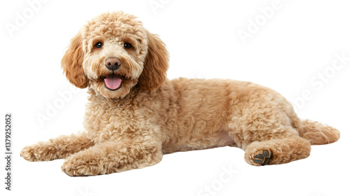 Fluffy Golden Doodle Dog Isolated on Transparent Background for Professional Projects