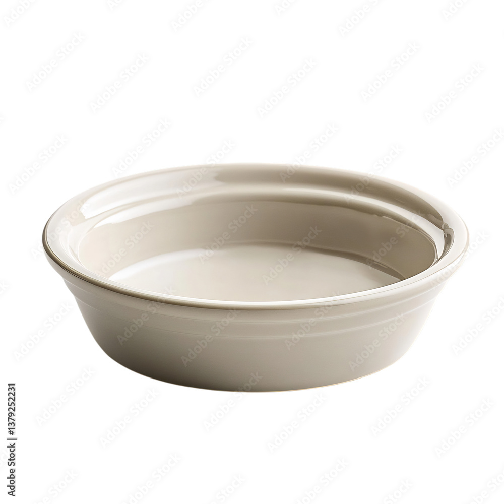 A Sleek Ceramic Pie Dish with Polished Finish Isolated on Transparent Background A Sleek Ceramic Pie Dish with Polished Finish Isolated on Transparent Background